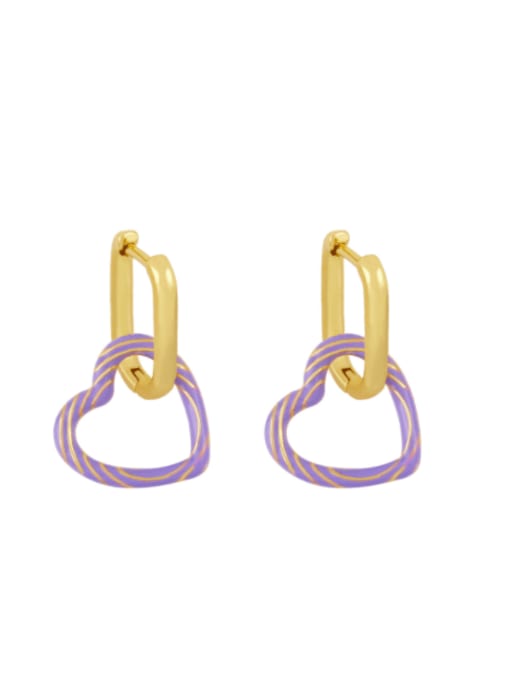 CC Brass Enamel Heart Minimalist Huggie Earring 3