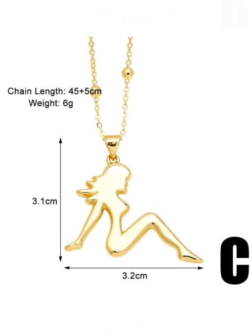 C Brass Cubic Zirconia Girl Trend Necklace