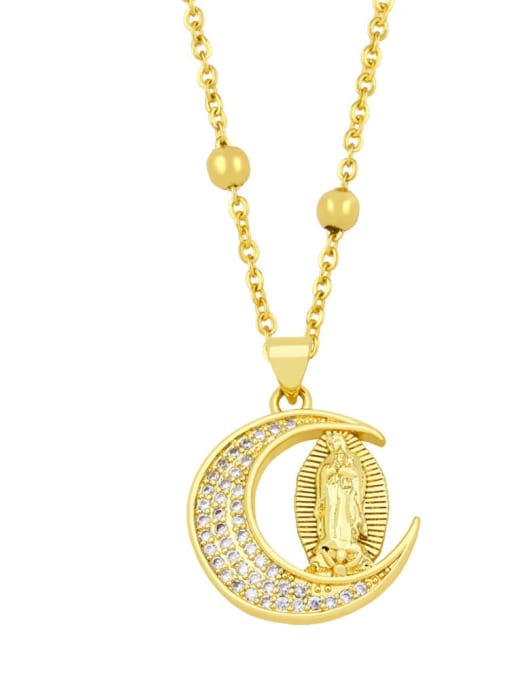 A Brass Cubic Zirconia Religious Vintage Regligious Necklace