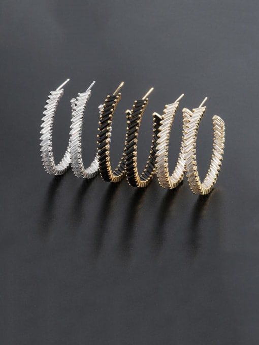 ROSS Brass Cubic Zirconia Geometric Minimalist Hoop Earring