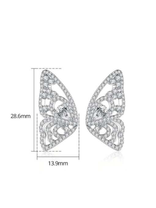 BLING SU Brass Cubic Zirconia Butterfly Luxury Stud Earring 2