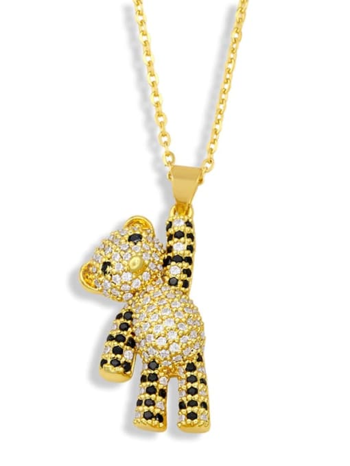 CC Brass Cubic Zirconia Bear Vintage Necklace 1