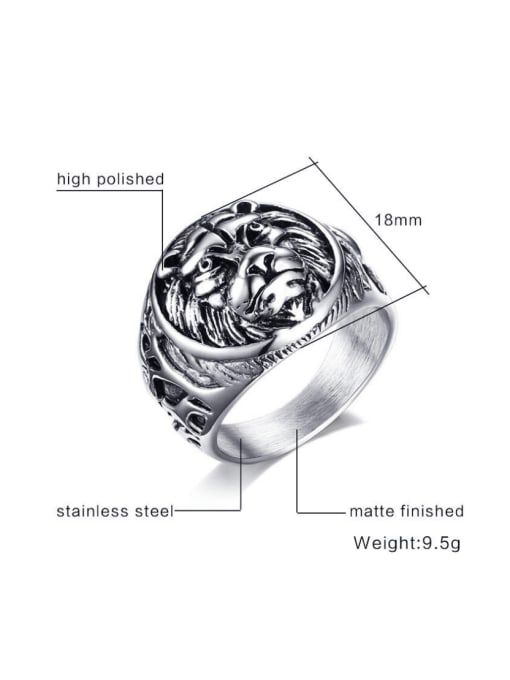 CONG Stainless steel Lion Hip Hop Band Ring 3