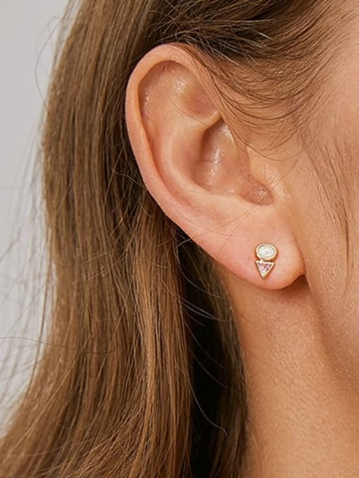 CHARME Brass Cubic Zirconia Triangle Minimalist Stud Earring 2
