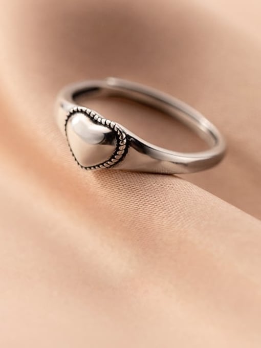 Rosh 925 Sterling Silver Heart Minimalist Band Ring 0