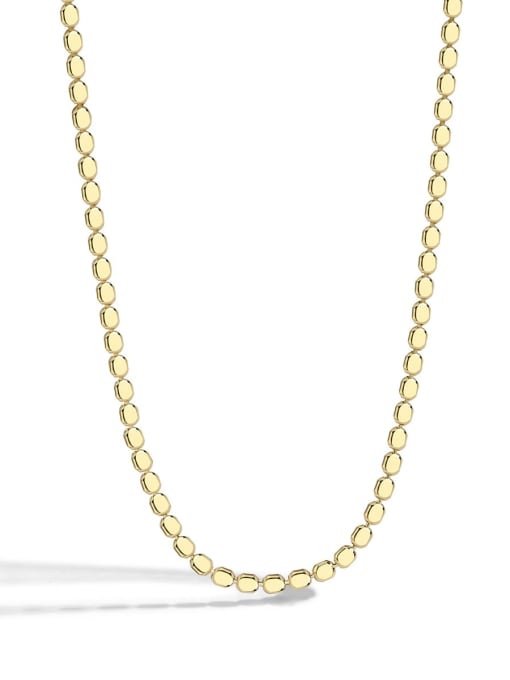 Gold flat bead necklace Brass Geometric Minimalist Smooth Round Necklace