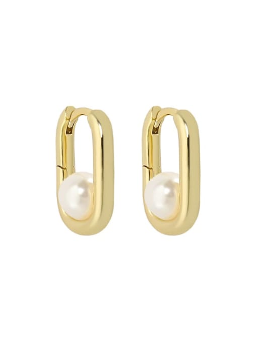 18K gold 925 Sterling Silver Imitation Pearl Geometric Minimalist Stud Earring