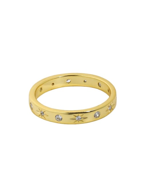 18K gold 925 Sterling Silver Cubic Zirconia Star Minimalist Band Ring