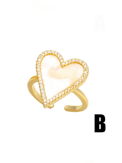 B Brass Cubic Zirconia Heart Cute Band Ring