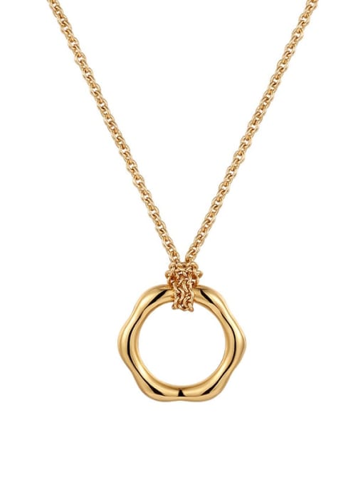 golden Brass  Hollow Geometric Vintage Pendant Necklace