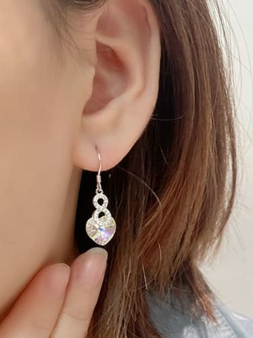 BC-Swarovski Elements 925 Sterling Silver Austrian Crystal Heart Classic Hook Earring 1