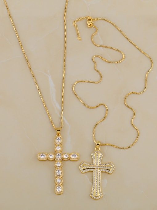 CC Brass Cubic Zirconia Cross Minimalist Regligious Necklace 2