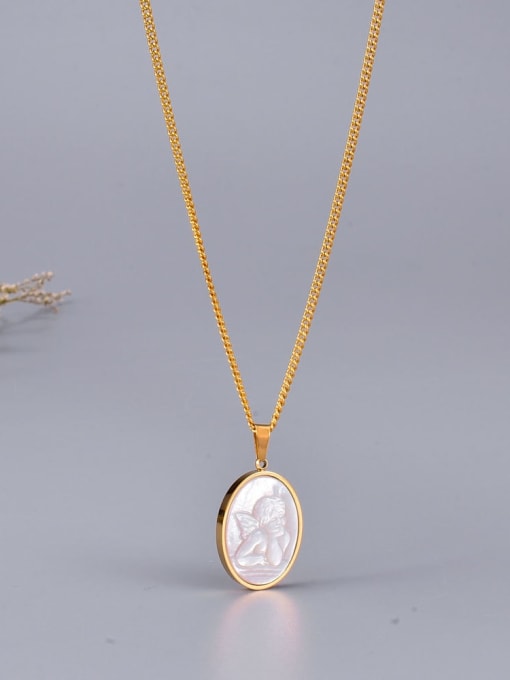 A TEEM Titanium Acrylic Angel Minimalist pendant Necklace 1