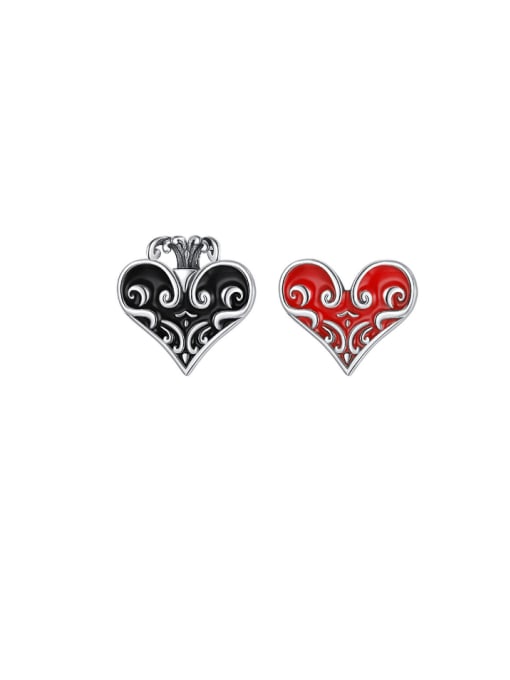 KDP-Silver 925 Sterling Silver Enamel Heart Minimalist Stud Earring