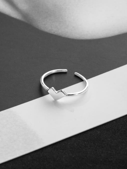 RS712 【 Platinum 】 925 Sterling Silver Heart Minimalist Band Ring