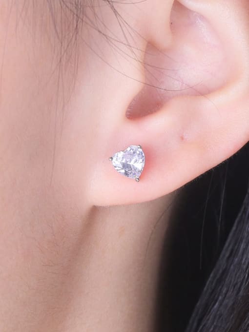 Dan 925 Sterling Silver Cubic Zirconia Triangle Minimalist Stud Earring 1