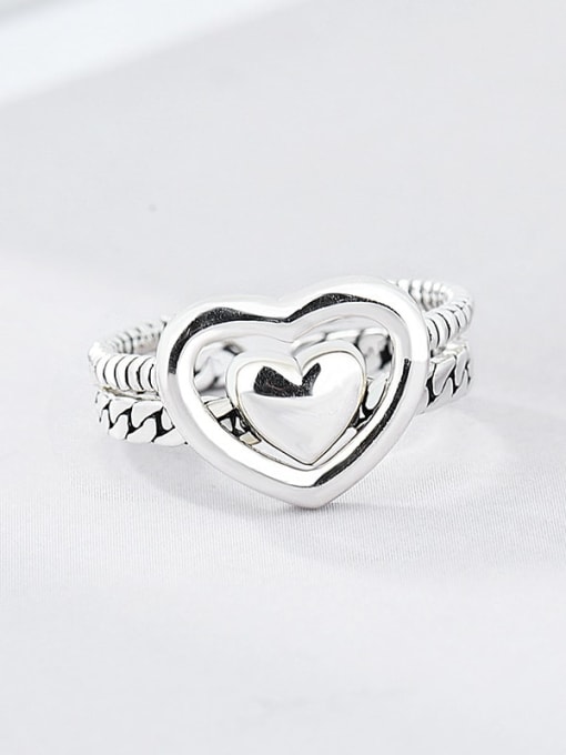 XBOX 925 Sterling Silver Heart Vintage Band Ring 0