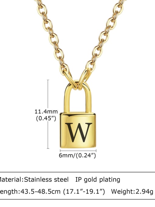 W letter 43.5 +5CM Stainless steel Letter Hip Hop Necklace
