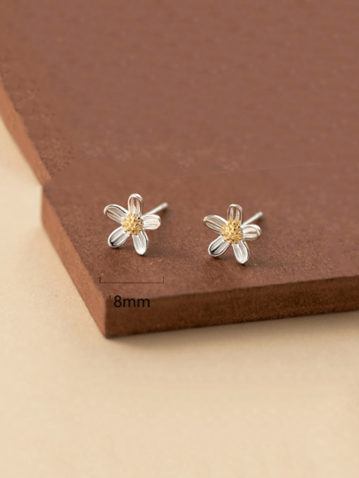 Rosh 925 Sterling Silver Flower Minimalist Stud Earring 2