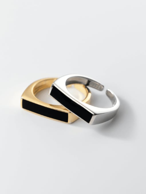 Rosh 925 Sterling Silver Acrylic Geometric Minimalist Band Ring 0