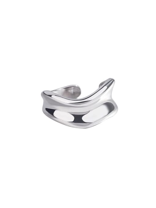 HAHN 925 Sterling Silver Irregular Minimalist Simple Glossy Width  Band Ring 3