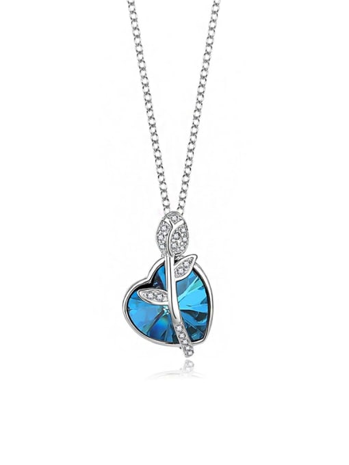 JYXZ 054 (Gradient Blue) 925 Sterling Silver Austrian Crystal Heart Classic Necklace