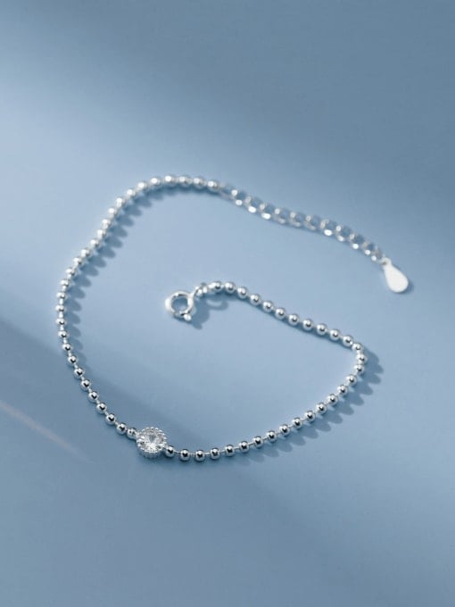 Rosh 925 Sterling Silver Geometric Minimalist Beaded Chain Bracelet 0