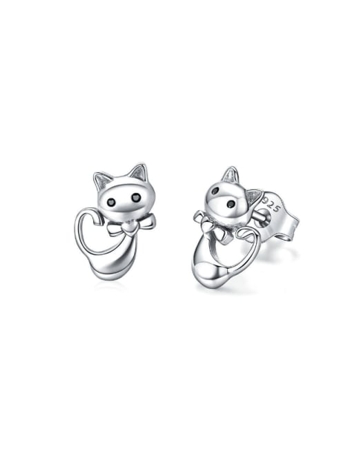 Jare 925 Sterling Silver Icon  Cat Cute Stud Earring 0