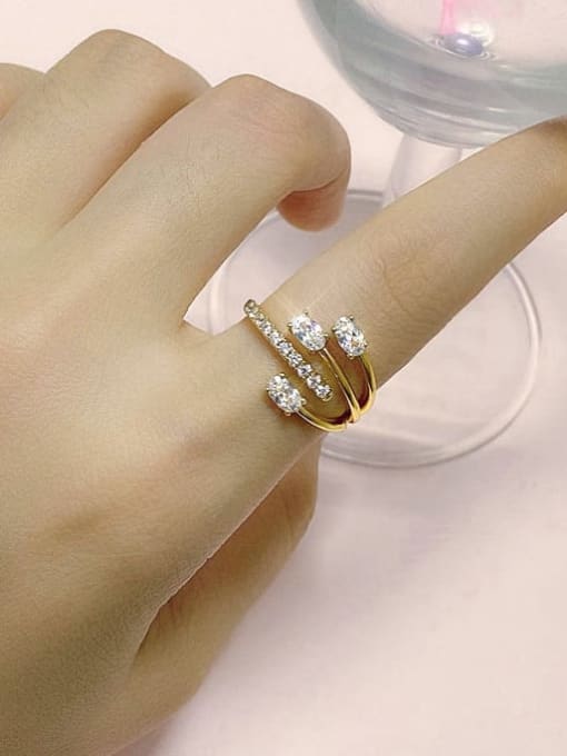 XP Alloy Cubic Zirconia Geometric Dainty Stackable Ring 1