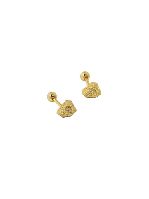 18K gold【3mm round bead】 925 Sterling Silver Irregular Vintage Stud Earring