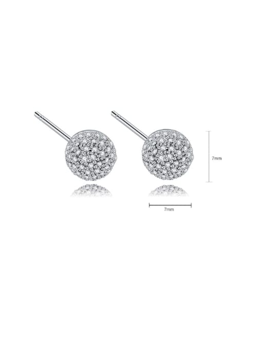 BLING SU Copper Cubic Zirconia Round Ball   Minimalist Stud Earring 1