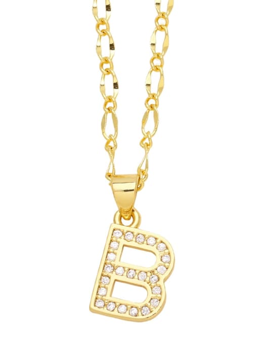 B Brass Cubic Zirconia Letter Hip Hop Necklace
