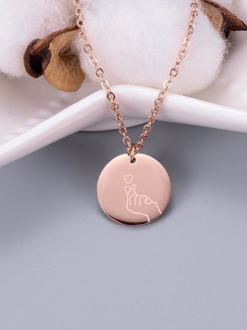 A TEEM Titanium Round  Heart Minimalist pendant Necklace 4