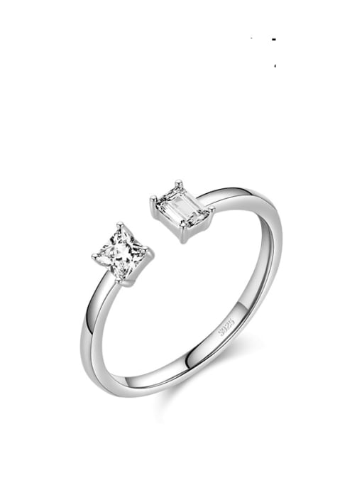 silver 925 Sterling Silver Cubic Zirconia Geometric Minimalist Band Ring
