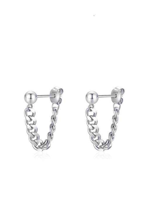 S925 Sterling Silver 925 Sterling Silver Geometric Chain Minimalist Drop Earring