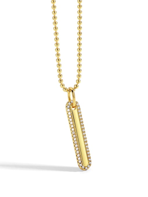 Gold Brass Cubic Zirconia Geometric Minimalist Necklace