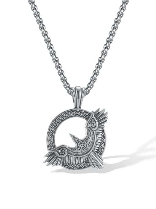 GX2361 Steel Color Single Pendant Stainless steel Owl Hip Hop Necklace