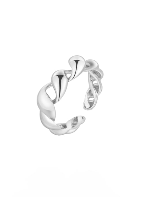 silver 925 Sterling Silver Twist Geometric Vintage Band Ring