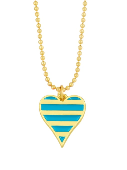 turquoise Brass Enamel Heart Minimalist Necklace
