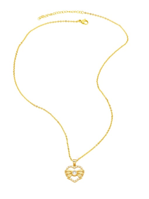 CC Brass Cubic Zirconia Heart Cute Necklace 2