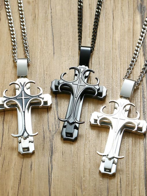 CONG Stainless steel Cross Minimalist Regligious Necklace 2