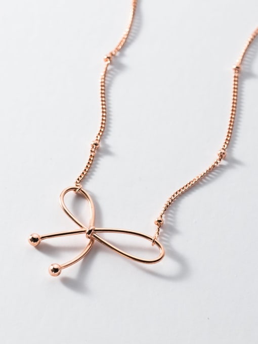 Rose Gold 925 Sterling Silver Bowknot Minimalist Necklace