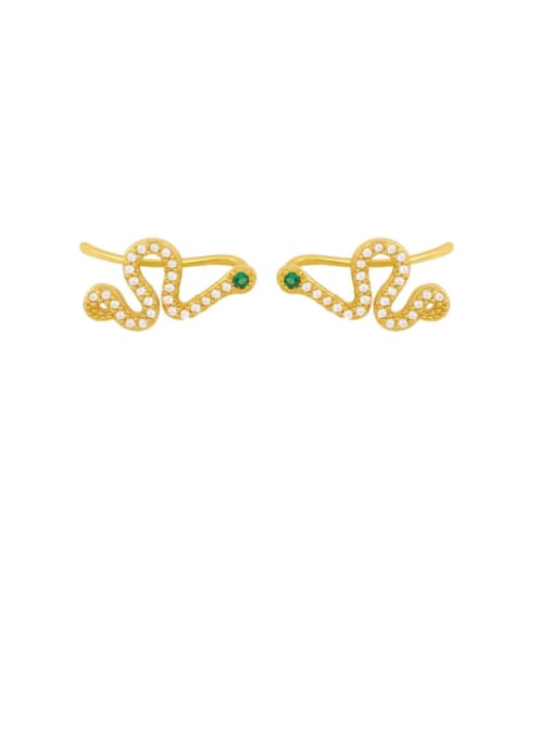 CC Brass Cubic Zirconia Snake Vintage Stud Earring 0