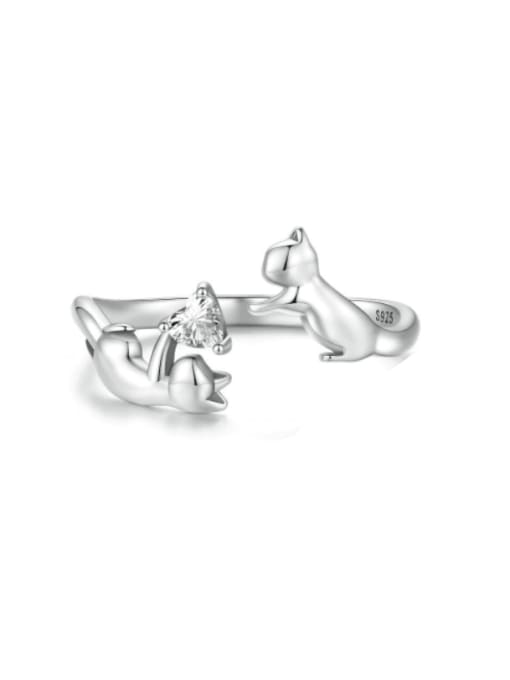 Jare 925 Sterling Silver Cat Cute Band Ring 0
