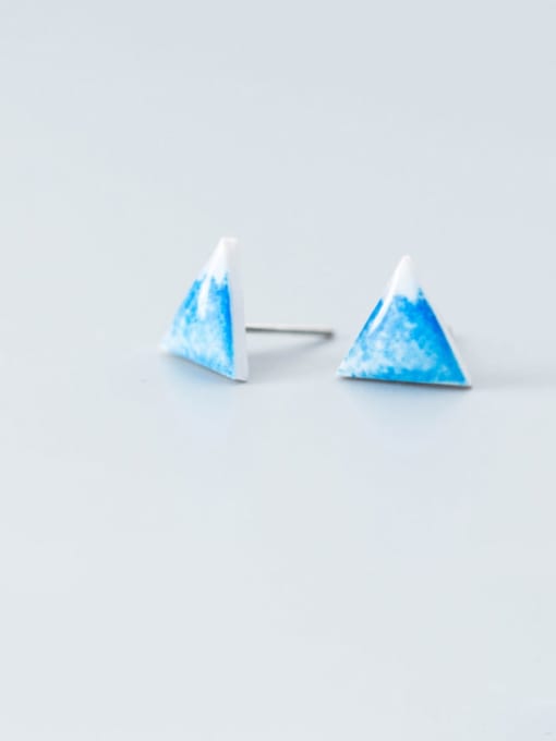 Rosh 925 Sterling Silver Millefiori Glass Triangle Minimalist Stud Earring