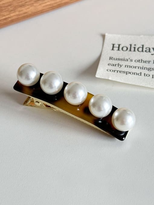 Hawksbill color 5.4cm Cellulose Acetate Minimalist Geometric Imitation Pearl Multi Color Hair Barrette