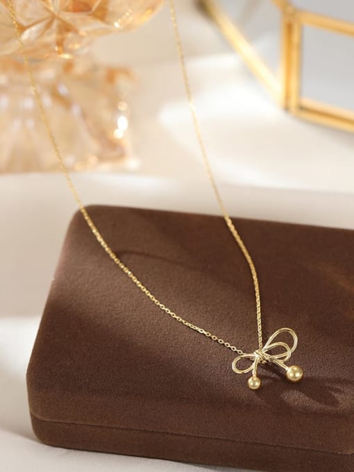 NS1095 【 Gold 】 925 Sterling Silver Bowknot Minimalist Necklace