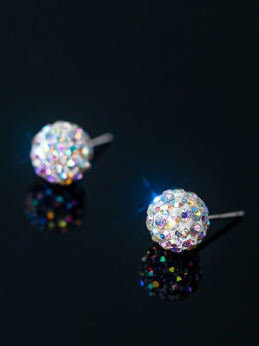 Rosh 925 Sterling Silver Cubic Zirconia Round Dainty Stud Earring 3