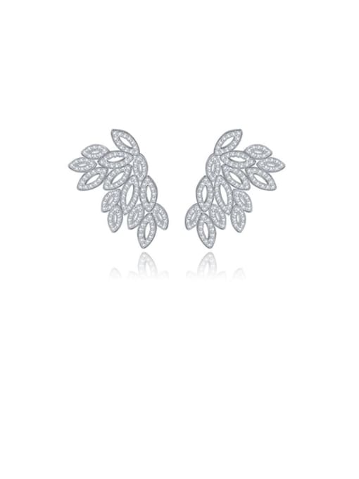 Platinum t09f02 Copper Cubic Zirconia Flower Luxury Stud Earring