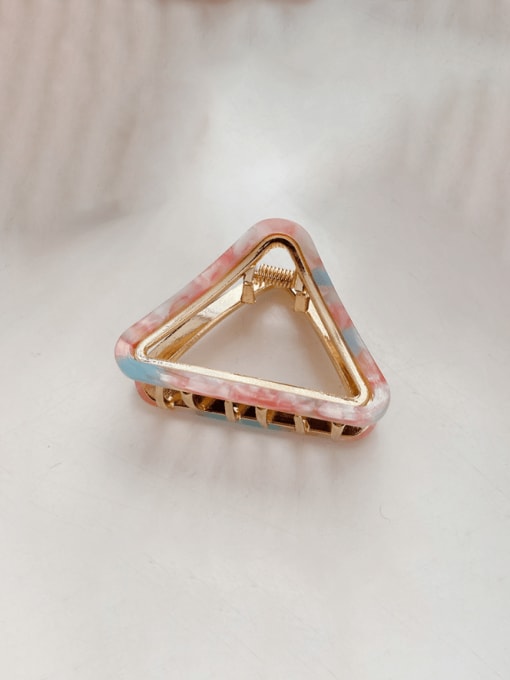 Mermaid  pink Alloy Cellulose Acetate Trend Hollow Triangle Jaw Hair Claw